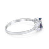 Oval Art Deco Engagement Ring Marquise Simulated Rainbow CZ 925 Sterling Silver