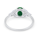 Oval Art Deco Engagement Ring Marquise Simulated Green Emerald CZ 925 Sterling Silver
