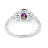 Oval Art Deco Engagement Ring Marquise Simulated Rainbow CZ 925 Sterling Silver