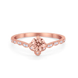 Art Deco Chevron Midi V Ring Rose Tone, Simulated Morganite CZ 925 Sterling Silver