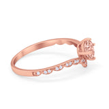Art Deco Chevron Midi V Ring Rose Tone, Simulated Morganite CZ 925 Sterling Silver