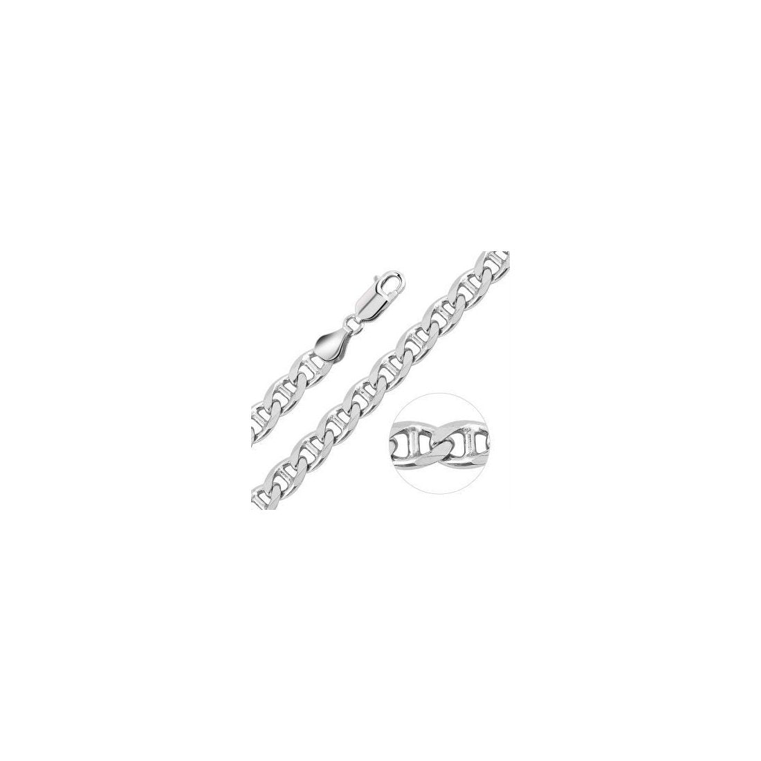 9.6MM 200 Mariner Chain .925 Solid Sterling Silver Available In 8"-30" Inches