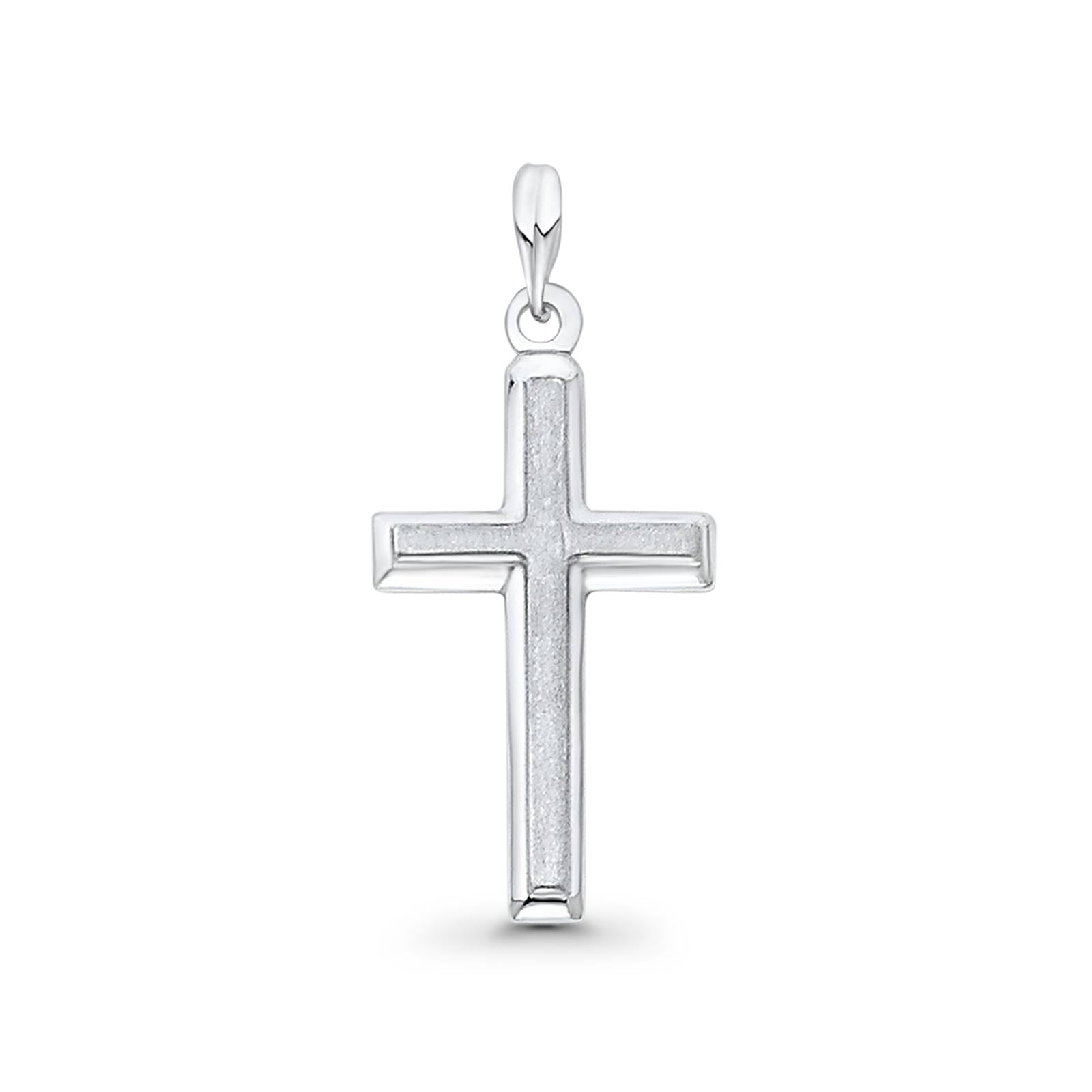 Cross Religious Charm Pendant 0.7 grams 20X23mm 14K White Real Gold