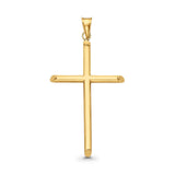 14K Real Yellow Gold Classic Cross Religious Charm Pendant 25X43mm