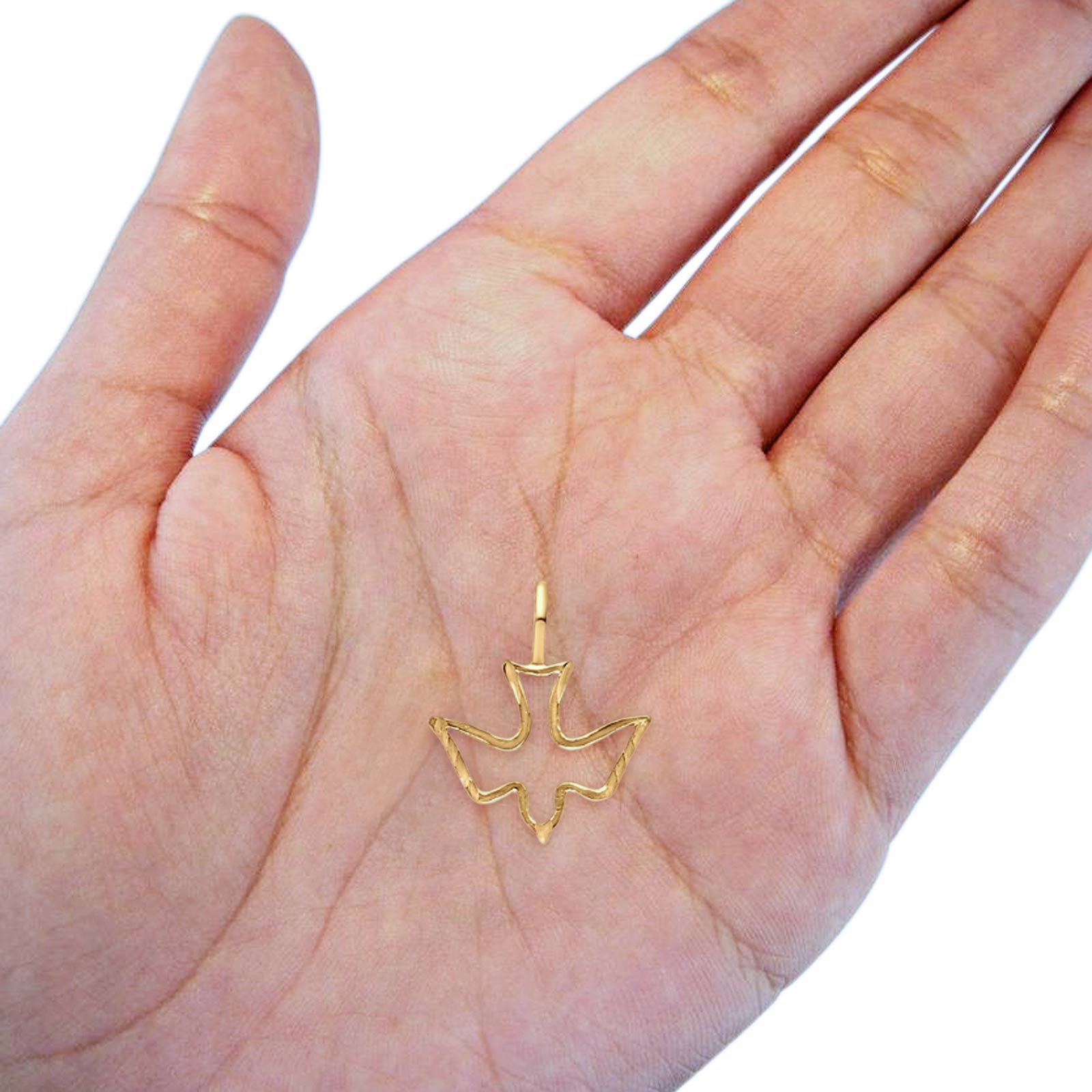 14K Real Religious Holy Spirit Dove Charm Pendant Yellow Gold 0.5g 14X17mm