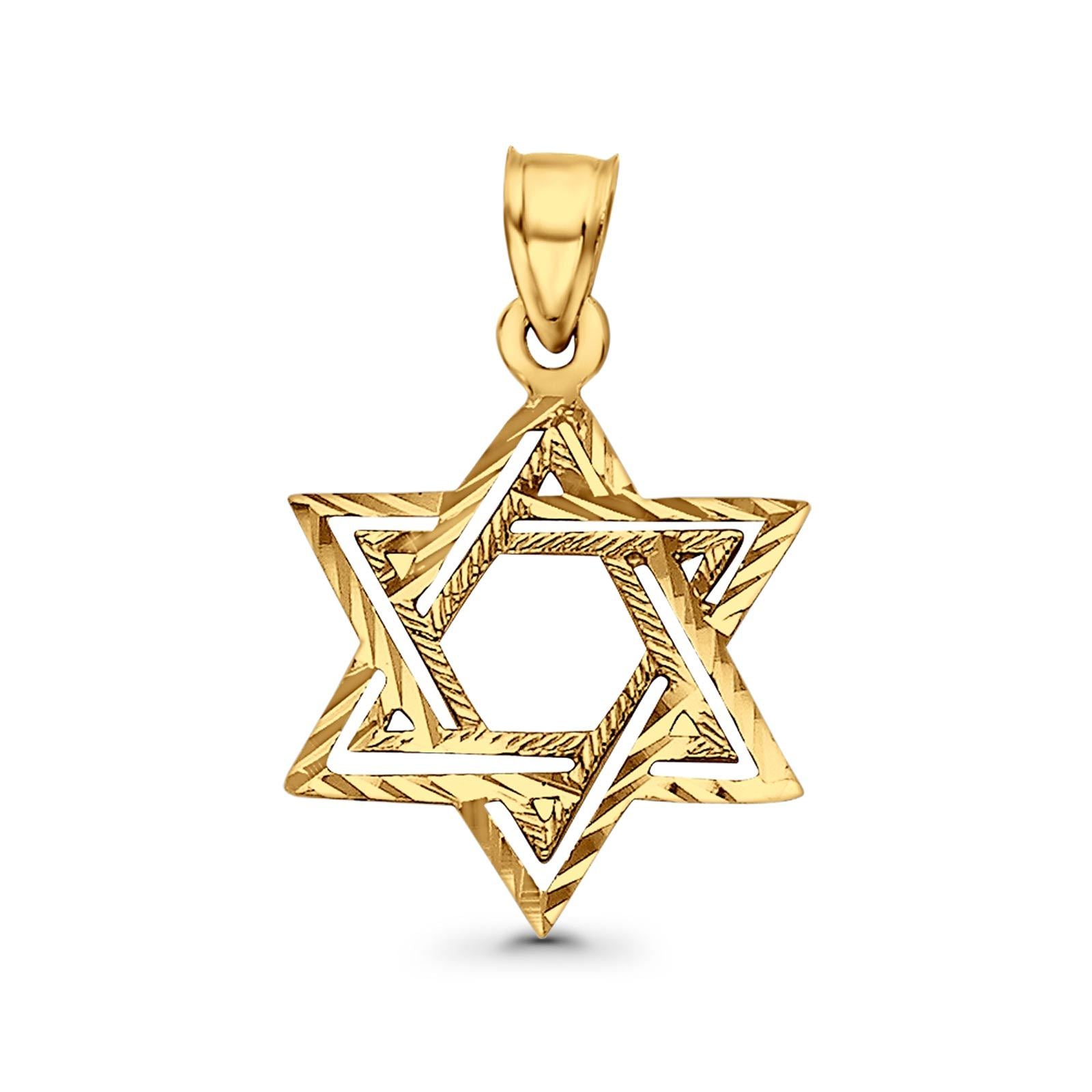 Real 14K Yellow Gold Star of David Charm Pendant 1.2grams 19mmX18mm