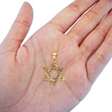 Real 14K Yellow Gold Star of David Charm Pendant 1.2grams 19mmX18mm