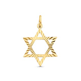 Star of David Charm Pendant 14K Real Yellow Gold 25mmX22mm 1.8grams