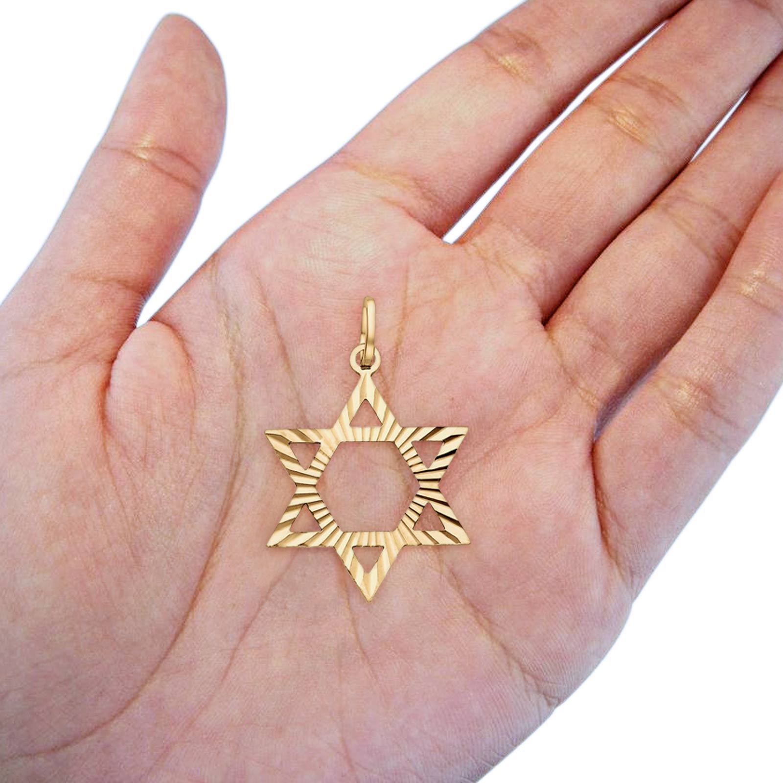 Star of David Charm Pendant 14K Real Yellow Gold 25mmX22mm 1.8grams