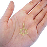14K Yellow Gold Real Beautiful Star of David Charm Pendant 0.8gram 17X15mm
