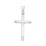 14K Real White Gold Classic Cross Religious Charm Pendant 20mmX28mm