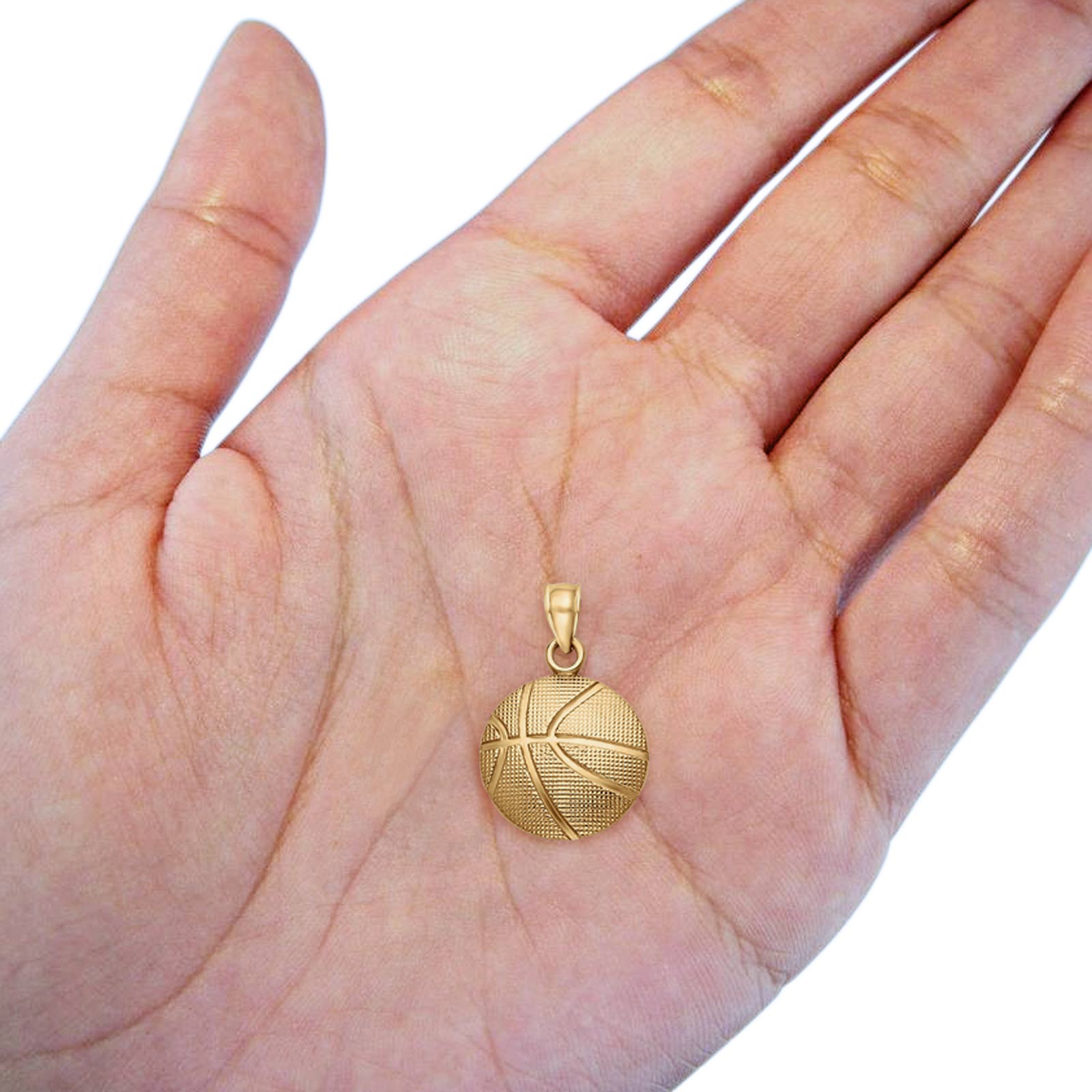Real Beautiful Yellow Gold 14K Basket Ball Charm Pendant 14mmX14mm 1gram