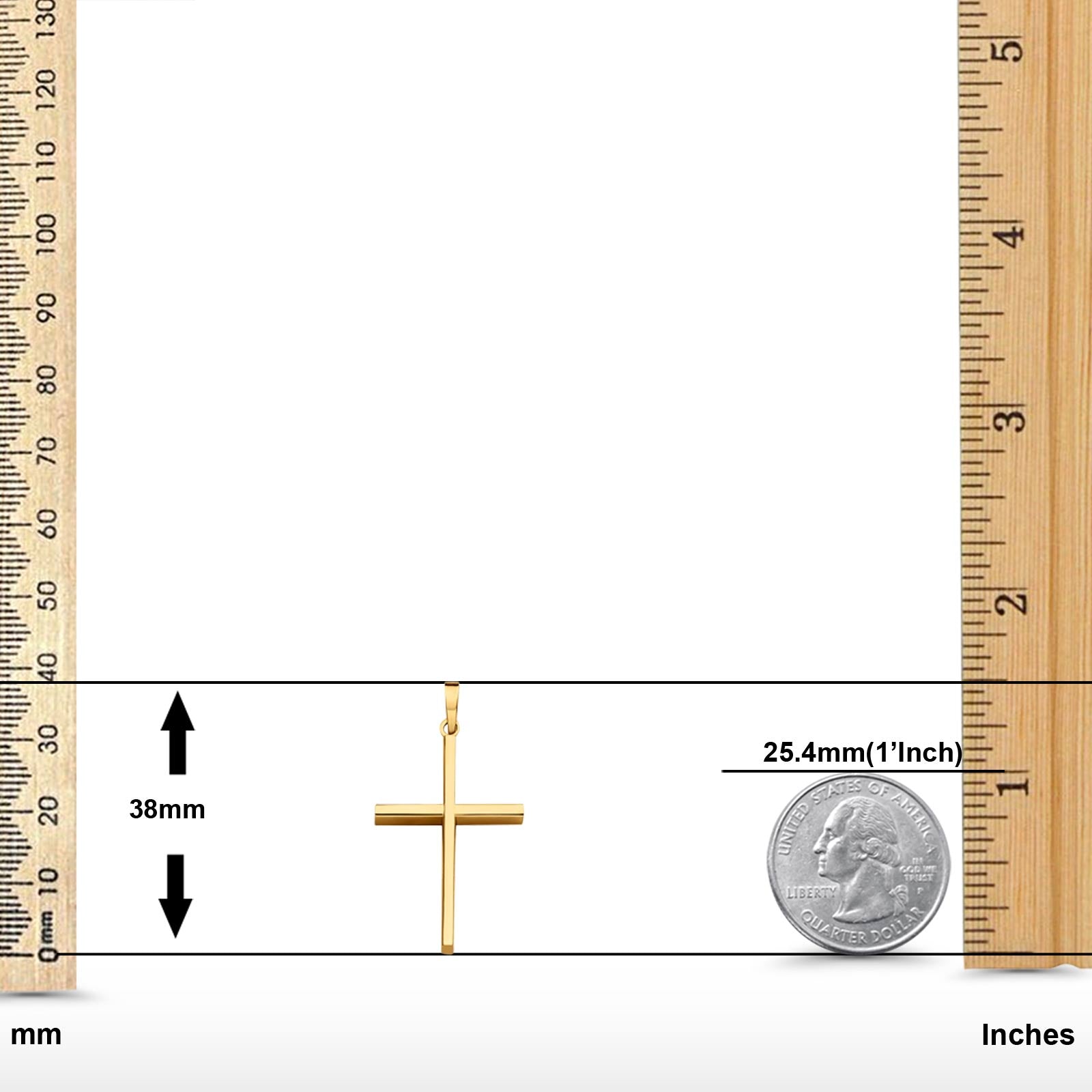 14K Real Yellow Gold Cross Religious Charm Pendant 1.1 grams