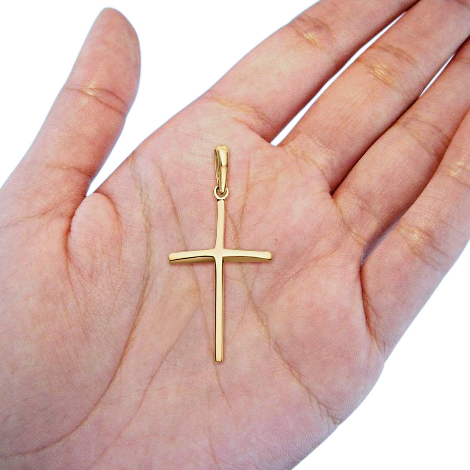 14K Real Yellow Gold Cross Charm Pendant 1.4 grams