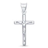 Religious Jesus Crucifix Pendant Charm 14K White Gold 20mmx12mm