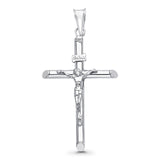 White Gold 14K Real Jesus Crucifix INRI Cross Religious Charm Pendant 1.5g