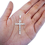 14K Real White Gold Jesus Crucifix INRI Cross Religious Charm Pendant 15X28mm