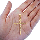 14K Real Religious Crucifix Charm Pendant Yellow Gold 35mmX23mm 1.3grams