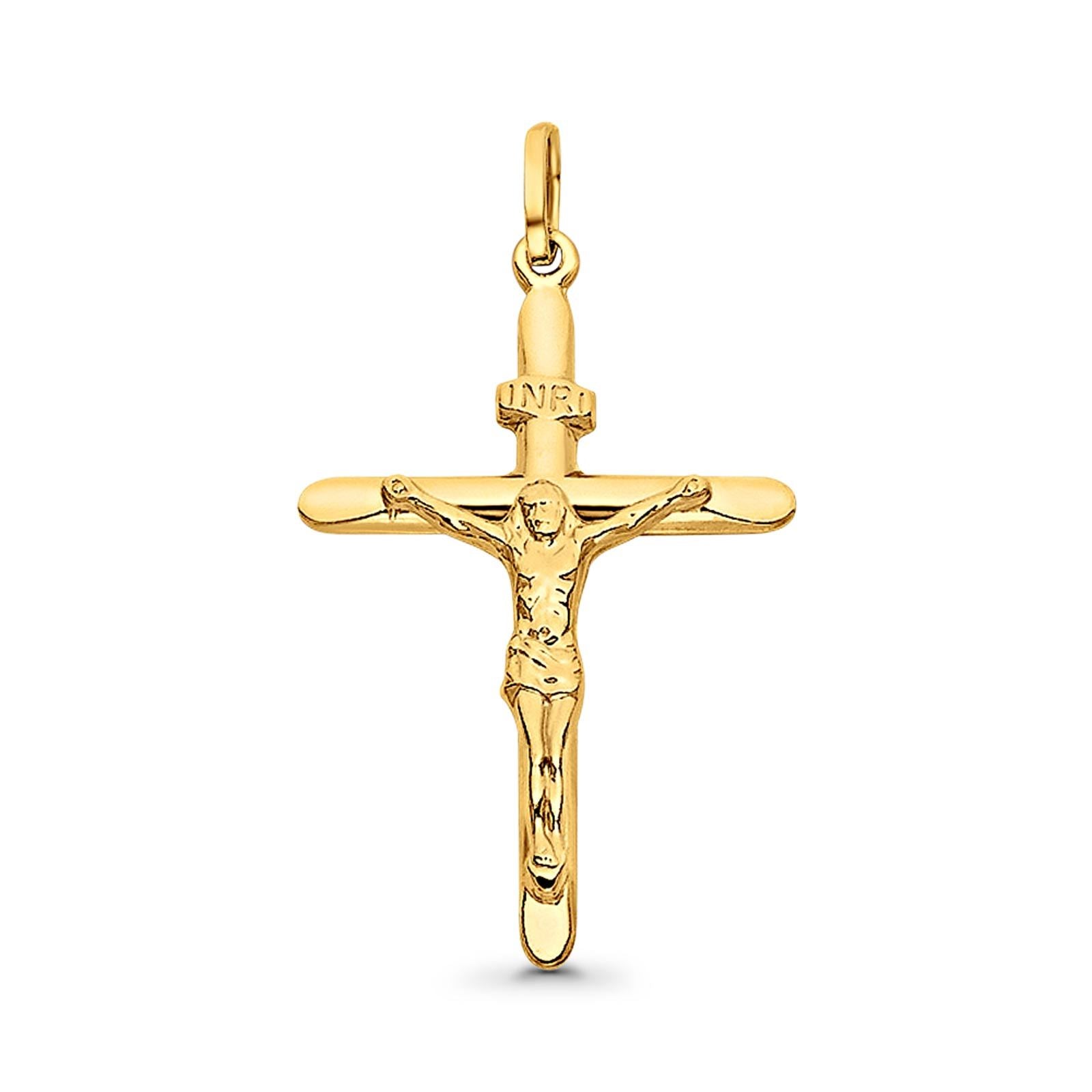 14K Yellow Gold Real Religious Crucifix Charm Pendant 1.6grams 37mmX27mm