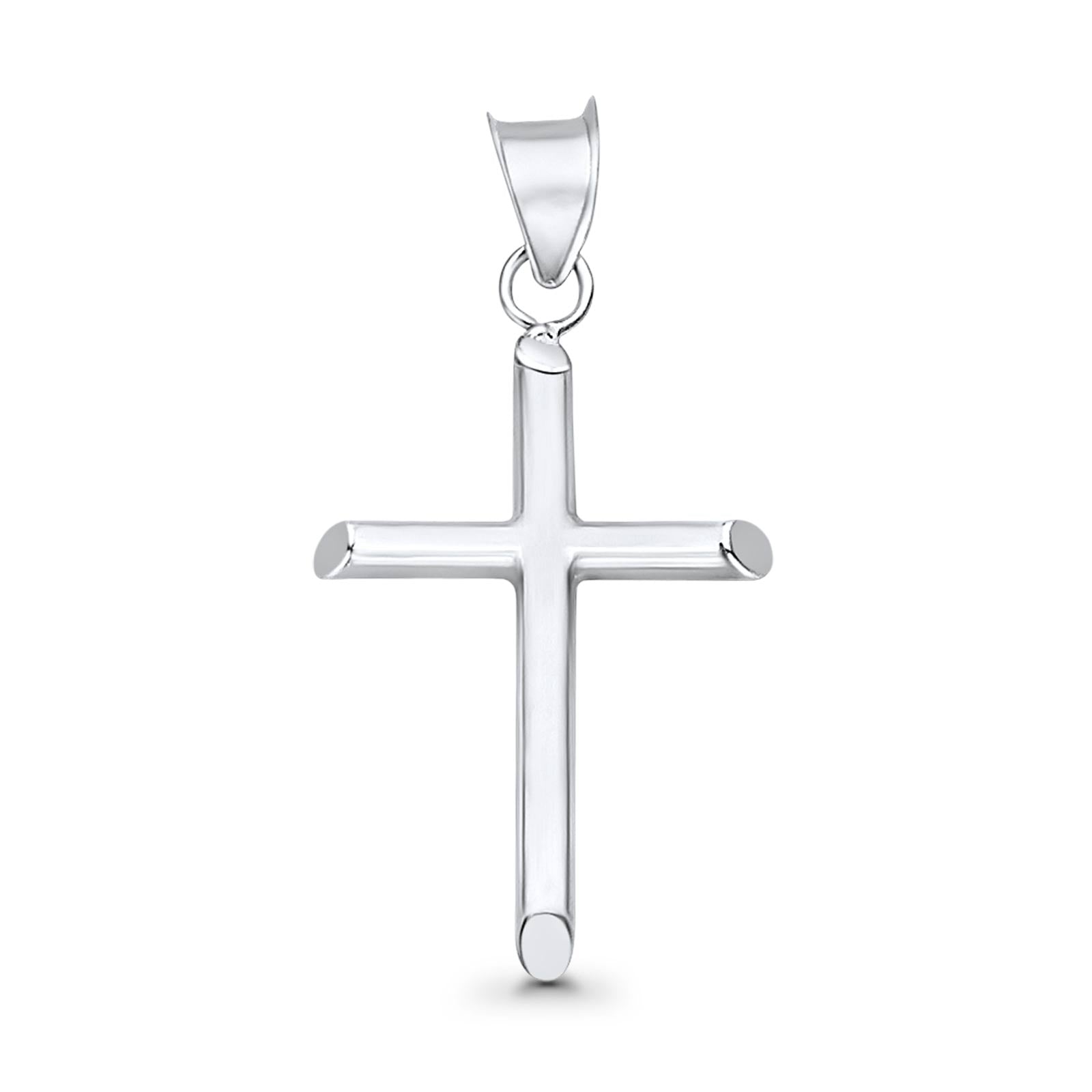 Religious Cross Charm Pendant 14K Real White Gold 26mmX17mm 0.7grams