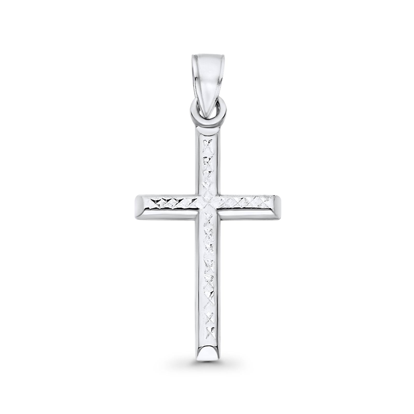 White Gold 14K Real Religious Cross Charm Pendant 25mmX16mm  0.7grams