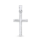 White Gold 14K Real Religious Cross Charm Pendant 25mmX16mm  0.7grams