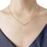 Two Tone Gold 14K Real Religious Crucifix Charm Pendant 1.3grams 30mmX19mm