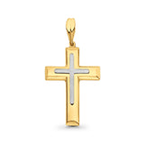 Two Tone Gold 14K Real Religious Crucifix Charm Pendant 1.6grams 24mmX17mm
