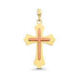 Two Tone Gold 14K Real Religious Crucifix Charm Pendant 22mmX15mm 0.8grams