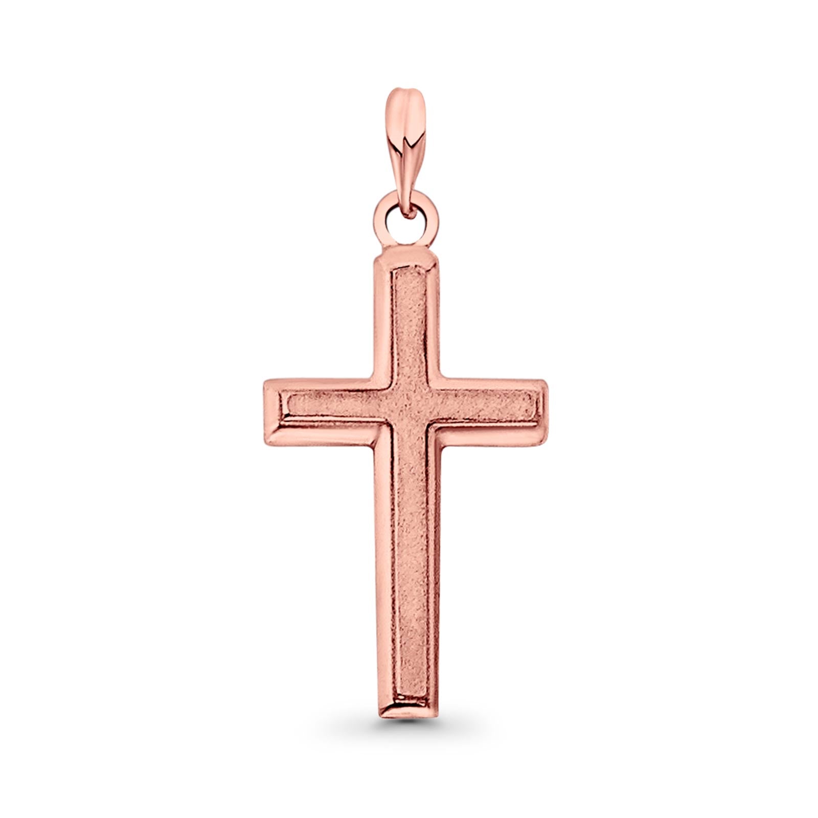 14K Religious Cross Charm Pendant Real Rose Gold 22X13mm 0.7g