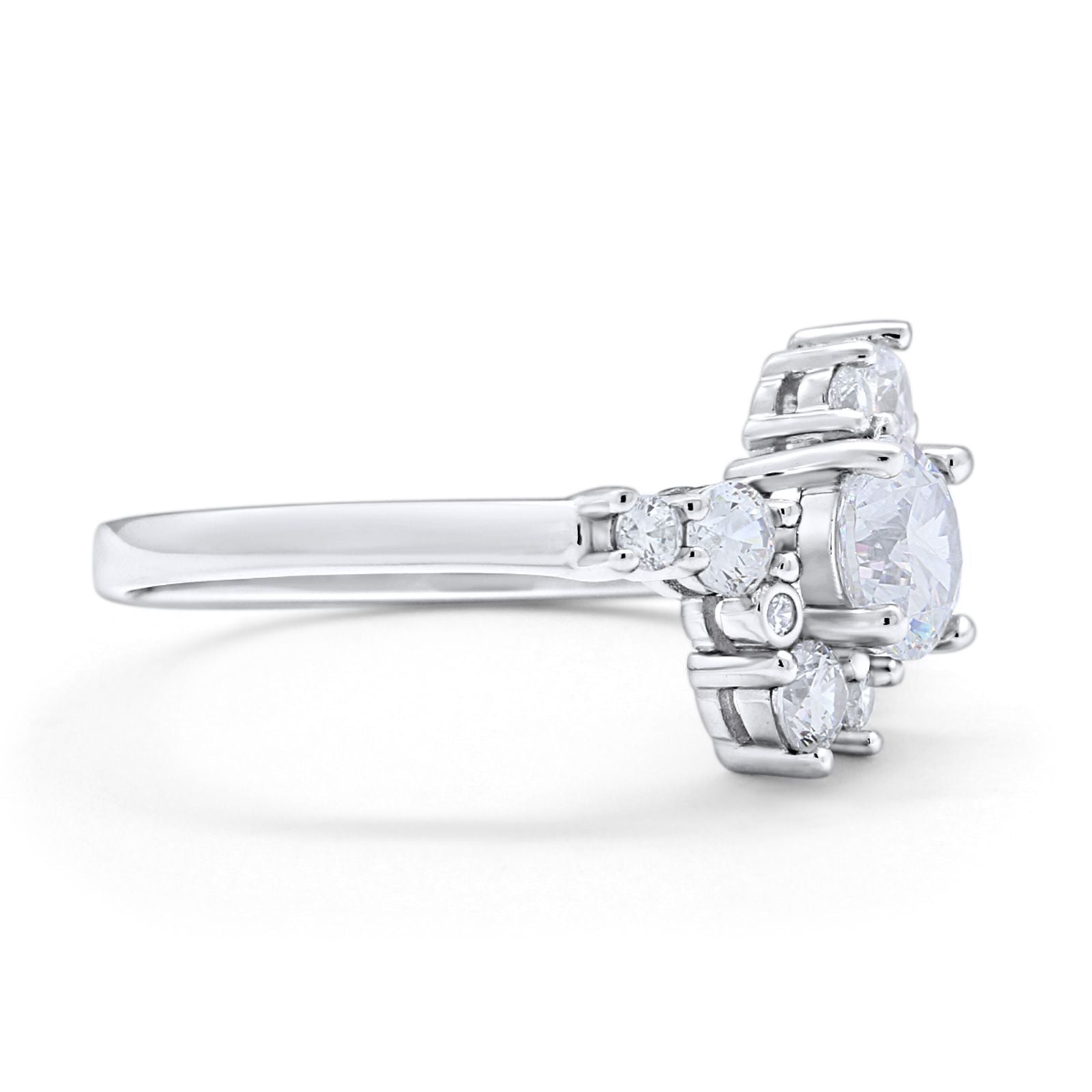 Fashion Ring Round Simulated Cubic Zirconia 925 Sterling Silver