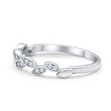 Leaf Art Deco Wedding Eternity Rings Round Simulated CZ 925 Sterling Silver