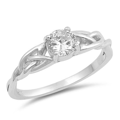 Celtic Trinity Wedding Promise Ring Simulated Cubic Zirconia 925 Sterling Silver