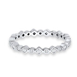 Stackable Full Eternity Simulated Cubic Zirconia Art Deco Wedding Ring 925 Sterling Silver