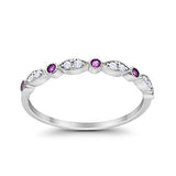 Half Eternity Wedding Band Round Simulated Amethsyt CZ 925 Sterling Silver