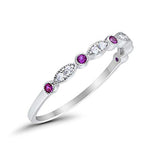 Half Eternity Wedding Band Round Simulated Amethsyt CZ 925 Sterling Silver