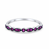 Half Eternity Wedding Band Round Simulated Amethyst CZ 925 Sterling Silver