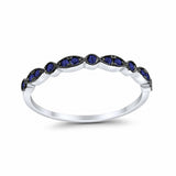 Half Eternity Wedding Band Round Simulated Blue Sapphire CZ 925 Sterling Silver