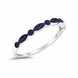 Half Eternity Wedding Band Round Simulated Blue Sapphire CZ 925 Sterling Silver