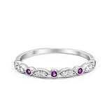 Art Deco Wedding Eternity Ring Simulated Ruby CZ 925 Sterling Silver