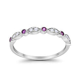 Art Deco Wedding Eternity Ring Simulated Ruby CZ 925 Sterling Silver