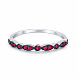 Half Eternity Wedding Band Round Simulated Ruby CZ 925 Sterling Silver