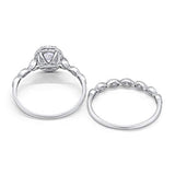 Halo Bridal Set Piece Oval Simulated Cubic Zirconia Ring 925 Sterling Silver