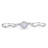 Three Piece Engagement Ring Band Simulated CZ 925 Sterling Silver