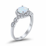 Floral Art Wedding Engagement Ring Lab Created White Opal 925 Sterling Silver