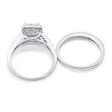 Halo Asscher Cut Wedding Piece Ring Round Simulated CZ 925 Sterling Silver
