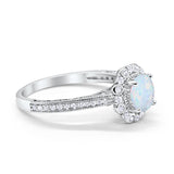 Filigree Engagement Bridal Ring Lab Created White Opal 925 Sterling Silver