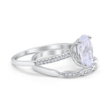 Engagement Bridal Set Band Piece Ring Oval Simulated CZ 925 Sterling Silver