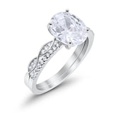 Engagement Bridal Set Band Piece Ring Oval Simulated CZ 925 Sterling Silver