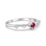 Half Eternity Band Ring Simulated Ruby CZ 925 Sterling Silver